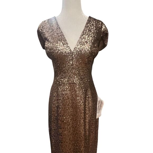 Dress the Population sequin gold dress with v neck size xl nwt - Picture 3 of 11